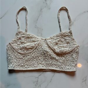 Textured Cream Crop Top
